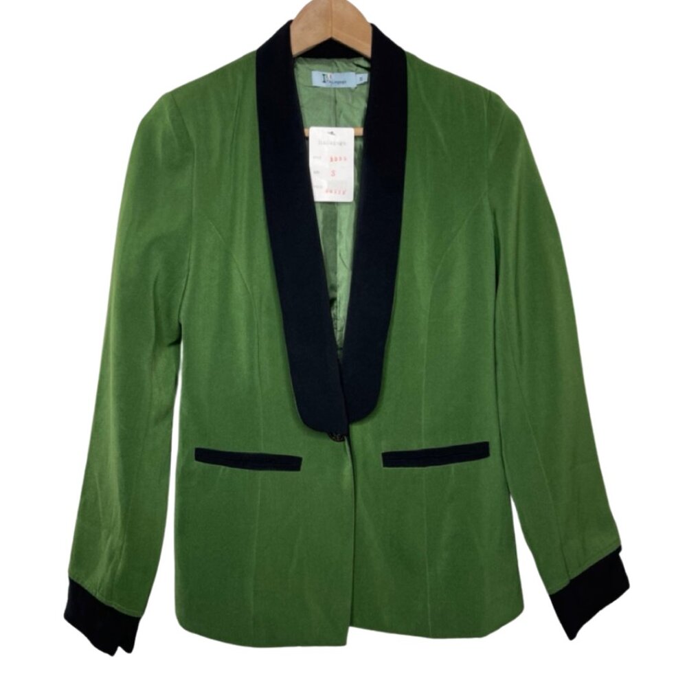 ITALIAGOGO | NWT Green Blazer with Black Pocket and Lapel Details | Size S